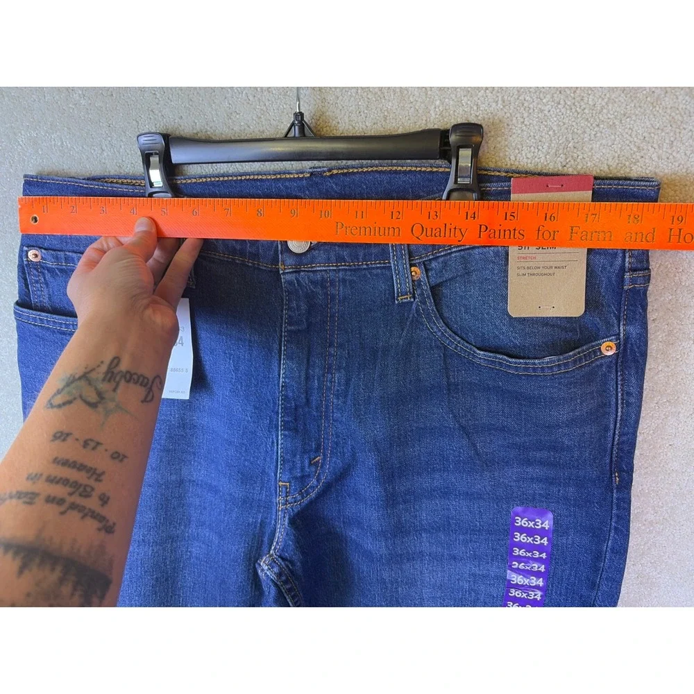 Levi's 511 Slim Jeans Mens 36x34 Blue Stretch Denim Classic Workwear NEW